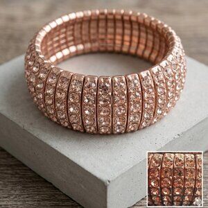 Paparazzi Rose Gold Shimmer Bangle – Sparkle and Flexibility Stretch Bracelet